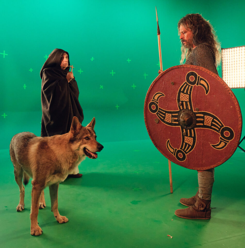 Una scena girata sul Green Screen durante le riprese del cortometraggio Lupo Longobardo